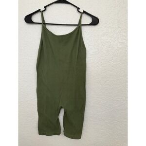 Faded‎ Rose Olive Green Ribbed Sleeveless Romper Jumpsuit Loungewear